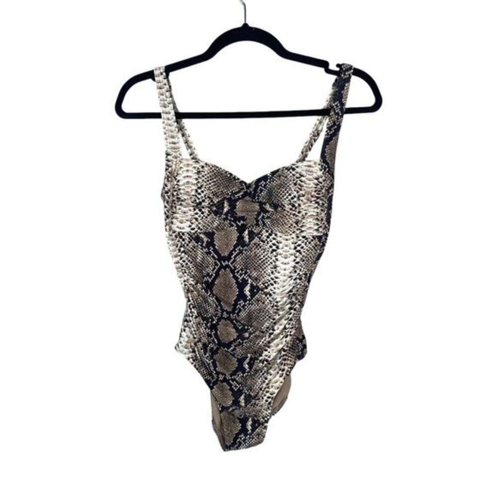 Bond-Eye Australia Snakeskin Swimsuit 4 D/DD Tummy Control Ruched One Piece Luxe